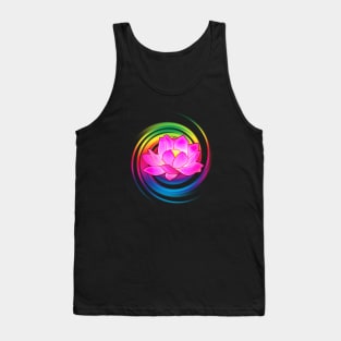 Lotus Flower with Rainbow Spiral Tank Top